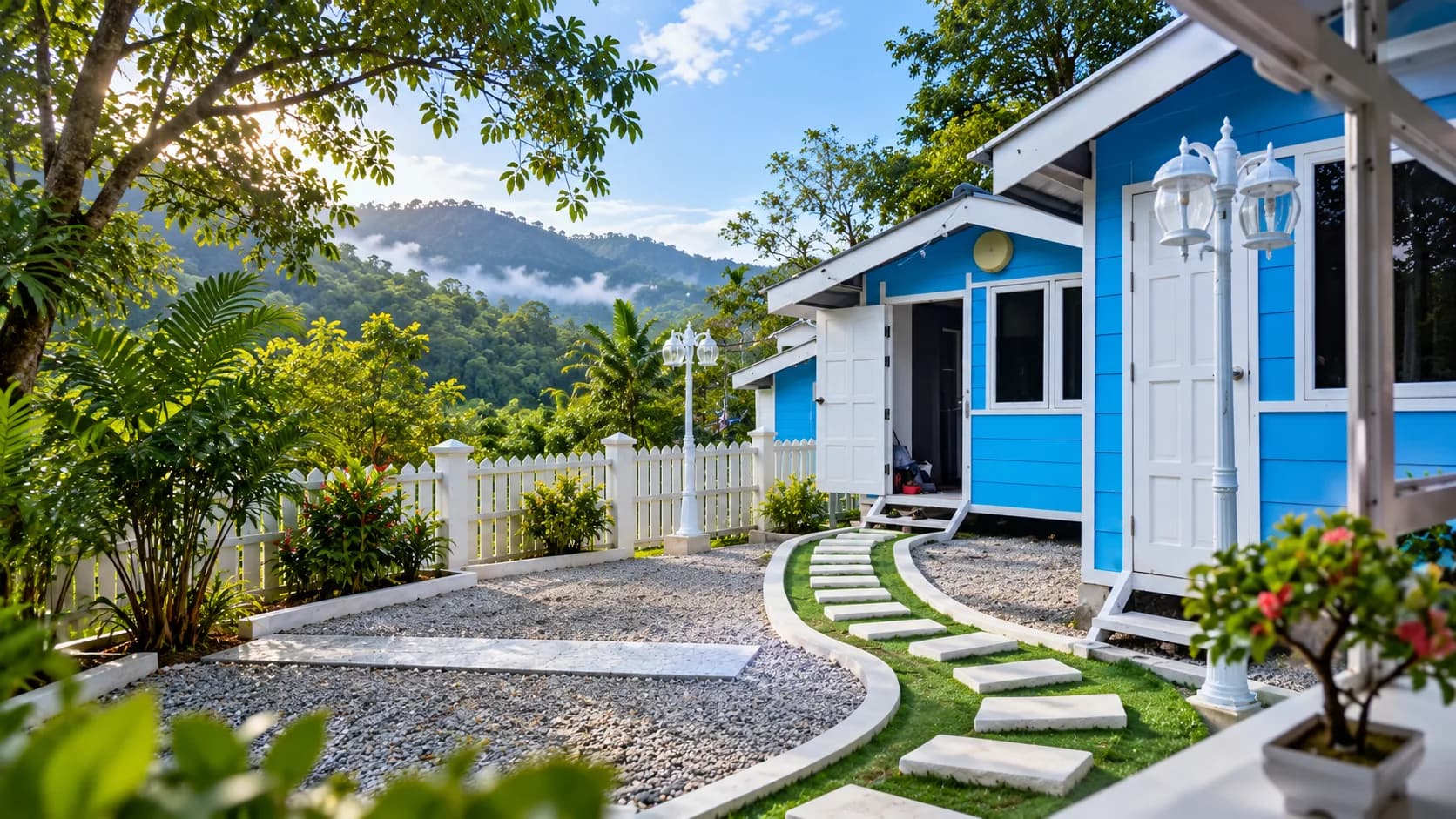 The real blue-and-white Sentosa Palace chalets in Dabong